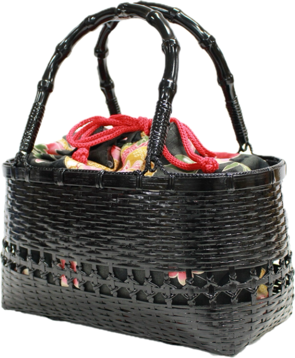 Basket Bag with Detachable Floral Drawstring Pouch