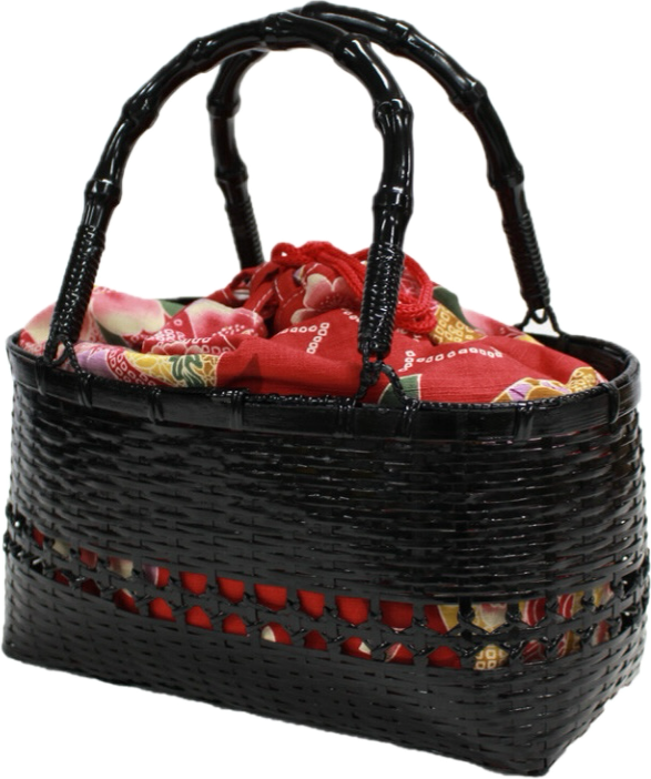 Basket Bag with Detachable Floral Drawstring Pouch