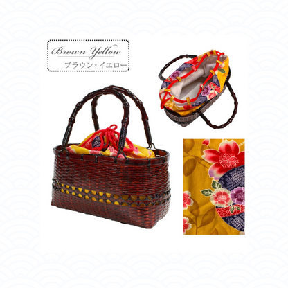 Basket Bag with Detachable Floral Drawstring Pouch