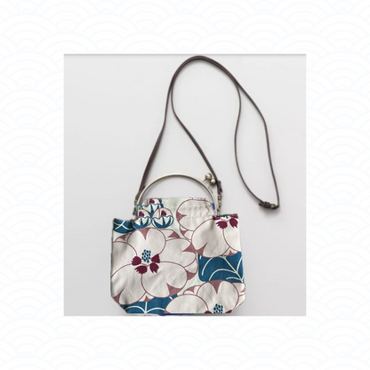 Japanese-Modern Floral Pattern Kisslock Shoulder Bag