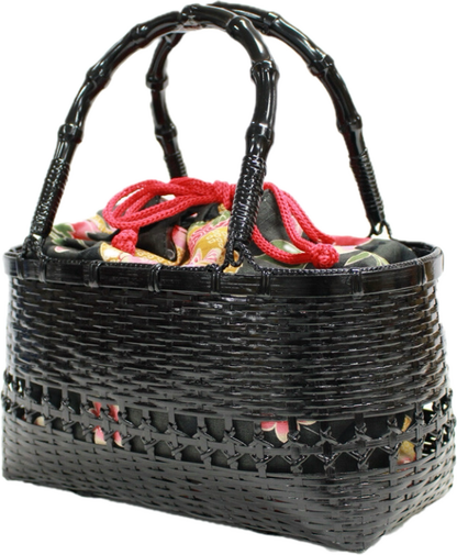Basket Bag with Detachable Floral Drawstring Pouch