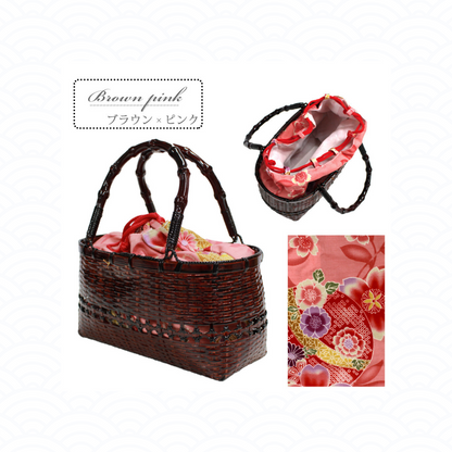 Basket Bag with Detachable Floral Drawstring Pouch